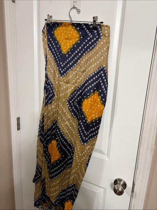 Accessories - Bohemian Geo-Print scarf in Navy, Mustard & Tan